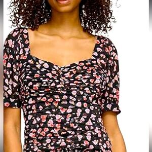 Karl Lagerfeld Paris Floral Print Black Top